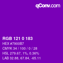 Color code: RGB 121 0 183 | qconv.com