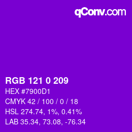 Color code: RGB 121 0 209 | qconv.com