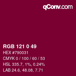 カラーコード: RGB 121 0 49 | qconv.com