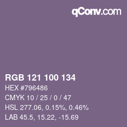Color code: RGB 121 100 134 | qconv.com