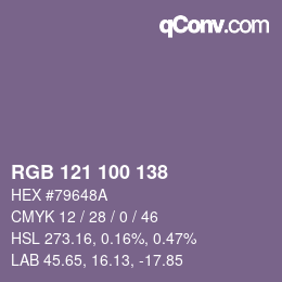 Farbcode: RGB 121 100 138 | qconv.com