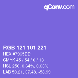 Color code: RGB 121 101 221 | qconv.com