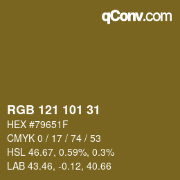 カラーコード: RGB 121 101 31 | qconv.com