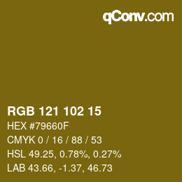 Color code: RGB 121 102 15 | qconv.com