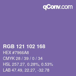 Color code: RGB 121 102 168 | qconv.com