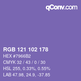 颜色代码: RGB 121 102 178 | qconv.com