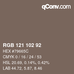カラーコード: RGB 121 102 92 | qconv.com