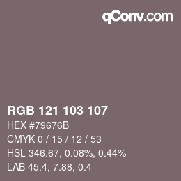 Color code: RGB 121 103 107 | qconv.com