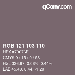 Color code: RGB 121 103 110 | qconv.com
