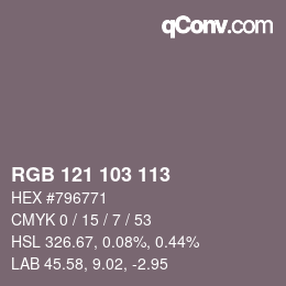 Color code: RGB 121 103 113 | qconv.com