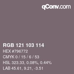 Color code: RGB 121 103 114 | qconv.com