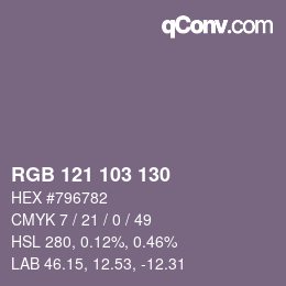 Color code: RGB 121 103 130 | qconv.com