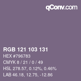 Color code: RGB 121 103 131 | qconv.com