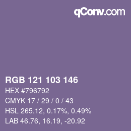 Color code: RGB 121 103 146 | qconv.com