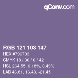 Color code: RGB 121 103 147 | qconv.com