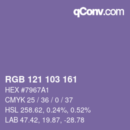 Color code: RGB 121 103 161 | qconv.com