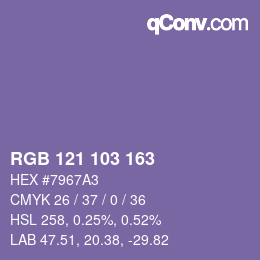 カラーコード: RGB 121 103 163 | qconv.com