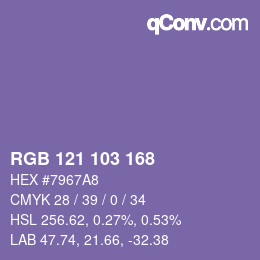 Color code: RGB 121 103 168 | qconv.com