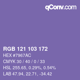 Code couleur: RGB 121 103 172 | qconv.com