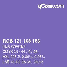 Color code: RGB 121 103 183 | qconv.com