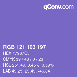 Color code: RGB 121 103 197 | qconv.com