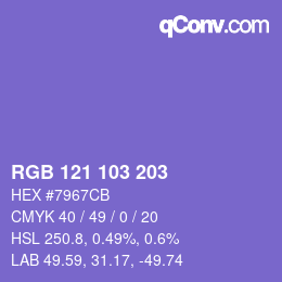 カラーコード: RGB 121 103 203 | qconv.com