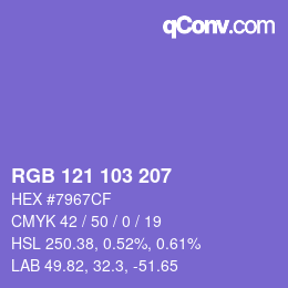 Color code: RGB 121 103 207 | qconv.com