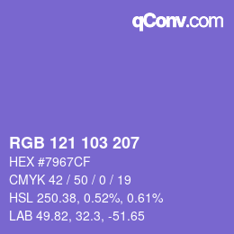 カラーコード: RGB 121 103 207 | qconv.com