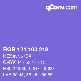 Color code: RGB 121 103 218 | qconv.com