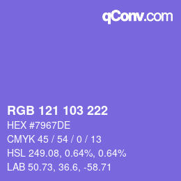 Color code: RGB 121 103 222 | qconv.com