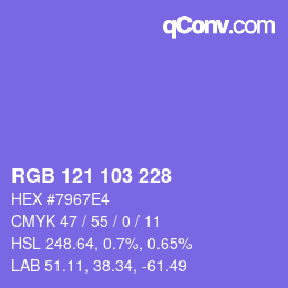 カラーコード: RGB 121 103 228 | qconv.com