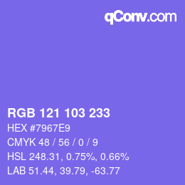 カラーコード: RGB 121 103 233 | qconv.com
