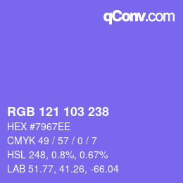 Color code: RGB 121 103 238 | qconv.com