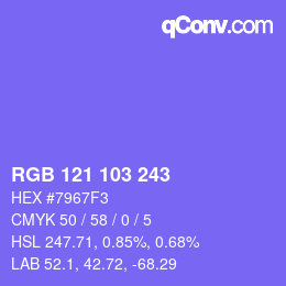 Color code: RGB 121 103 243 | qconv.com
