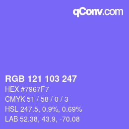Color code: RGB 121 103 247 | qconv.com