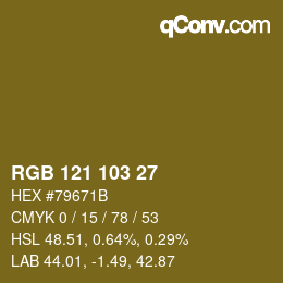 Color code: RGB 121 103 27 | qconv.com