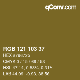 Color code: RGB 121 103 37 | qconv.com