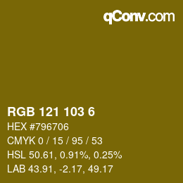 Color code: RGB 121 103 6 | qconv.com
