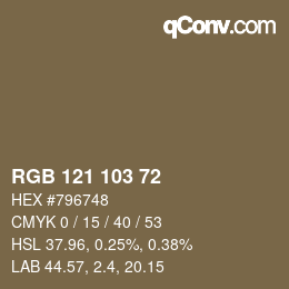 カラーコード: RGB 121 103 72 | qconv.com