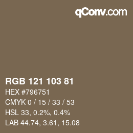 Farbcode: RGB 121 103 81 | qconv.com