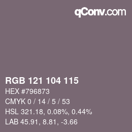 Color code: RGB 121 104 115 | qconv.com