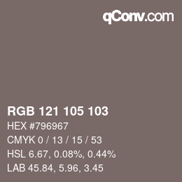Color code: RGB 121 105 103 | qconv.com