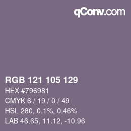 Color code: RGB 121 105 129 | qconv.com