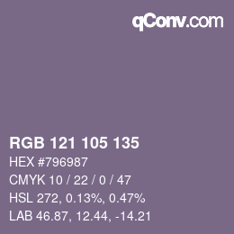 Color code: RGB 121 105 135 | qconv.com