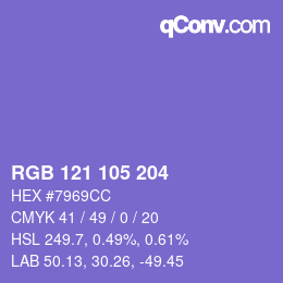 Color code: RGB 121 105 204 | qconv.com