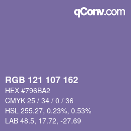 Color code: RGB 121 107 162 | qconv.com