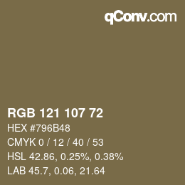 颜色代码: RGB 121 107 72 | qconv.com