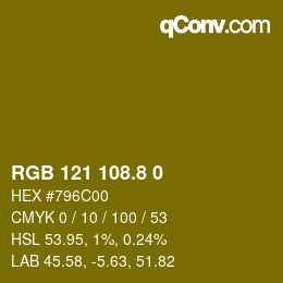 カラーコード: RGB 121 108.8 0 | qconv.com