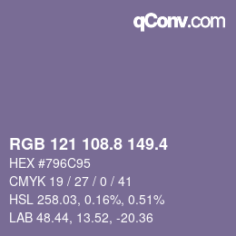 カラーコード: RGB 121 108.8 149.4 | qconv.com