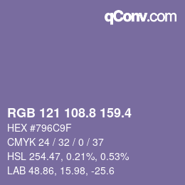 カラーコード: RGB 121 108.8 159.4 | qconv.com